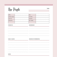 Printable Business Rep Profile - Pink