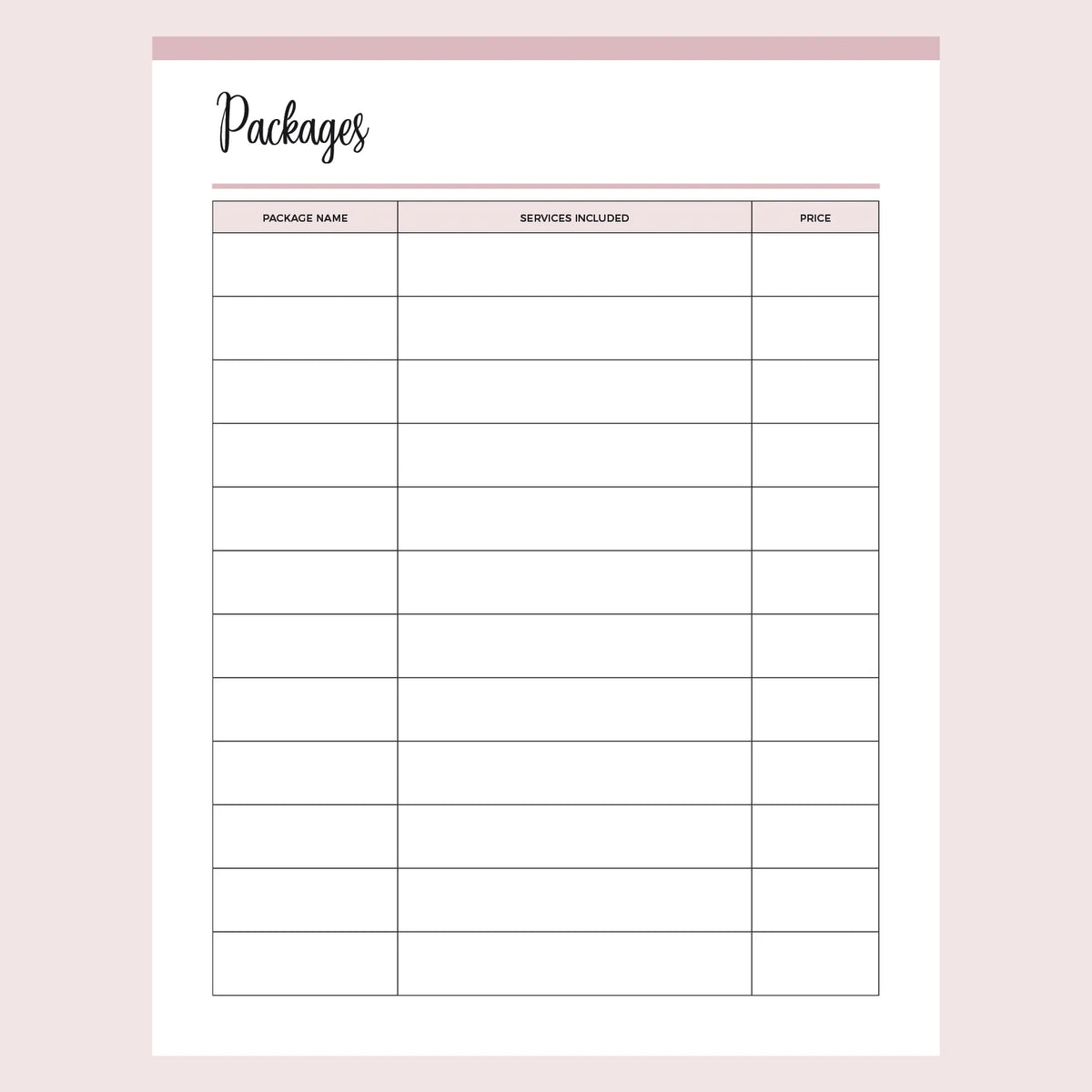 File Package Printable Printable Service Business Package Details | Instant Download PDF | A4 ...