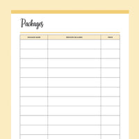 Printable Service Business Package Details - Yellow