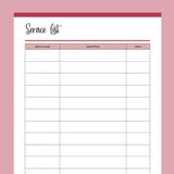 Printable Business Service Price List - Red