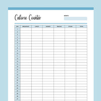 Printable Calorie Counting Tracker - Blue