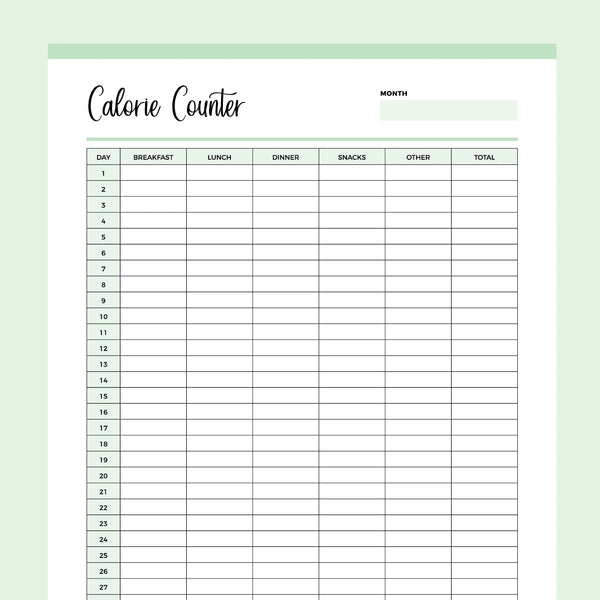 Calorie counter Archives • The Printables
