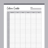 Printable Calorie Counting Tracker - Grey