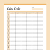 Printable Calorie Counting Tracker - Orange