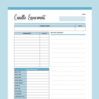 Printable Candle Recipe Template - Blue