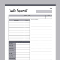 Printable Candle Recipe Template - Grey