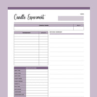 Printable Candle Recipe Template - Purple