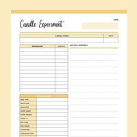 Printable Candle Recipe Template - Yellow