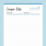Printable Caregiver Notes - Blue