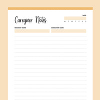 Caregiver Notebook.pdf Printable Caregiver Notes PDF | Instant download PDF | A4 & US Letter ...