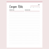 Printable Caregiver Notes