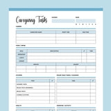 Printable Caregiving Daily Task Checklist - Blue