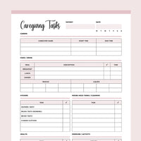 Printable Caregiving Daily Task Checklist - Pink