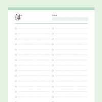 Printable Checklist Template - Green