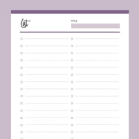 Printable Checklist Template - Purple