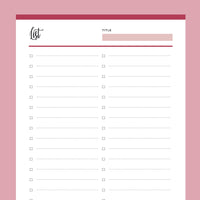Printable Checklist Template - red
