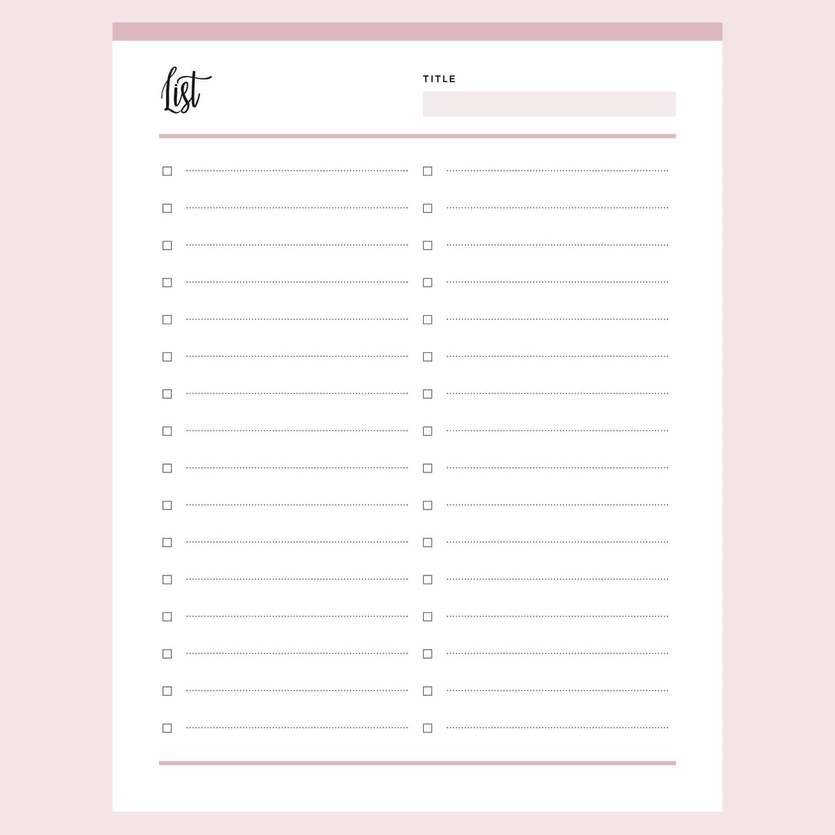 Printable Checklist Template – Plan Print Land