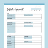 Printable Child Custody Agreement - Blue
