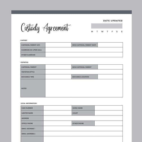 Printable Child Custody Agreement Instant Download PDF A4 Letter Printable Child Custody Agreement Instant Download PDF A4 Letter