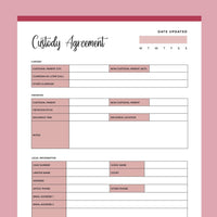 Printable Child Custody Agreement - Red