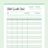 Printable Child Growth Tracking Chart - Green