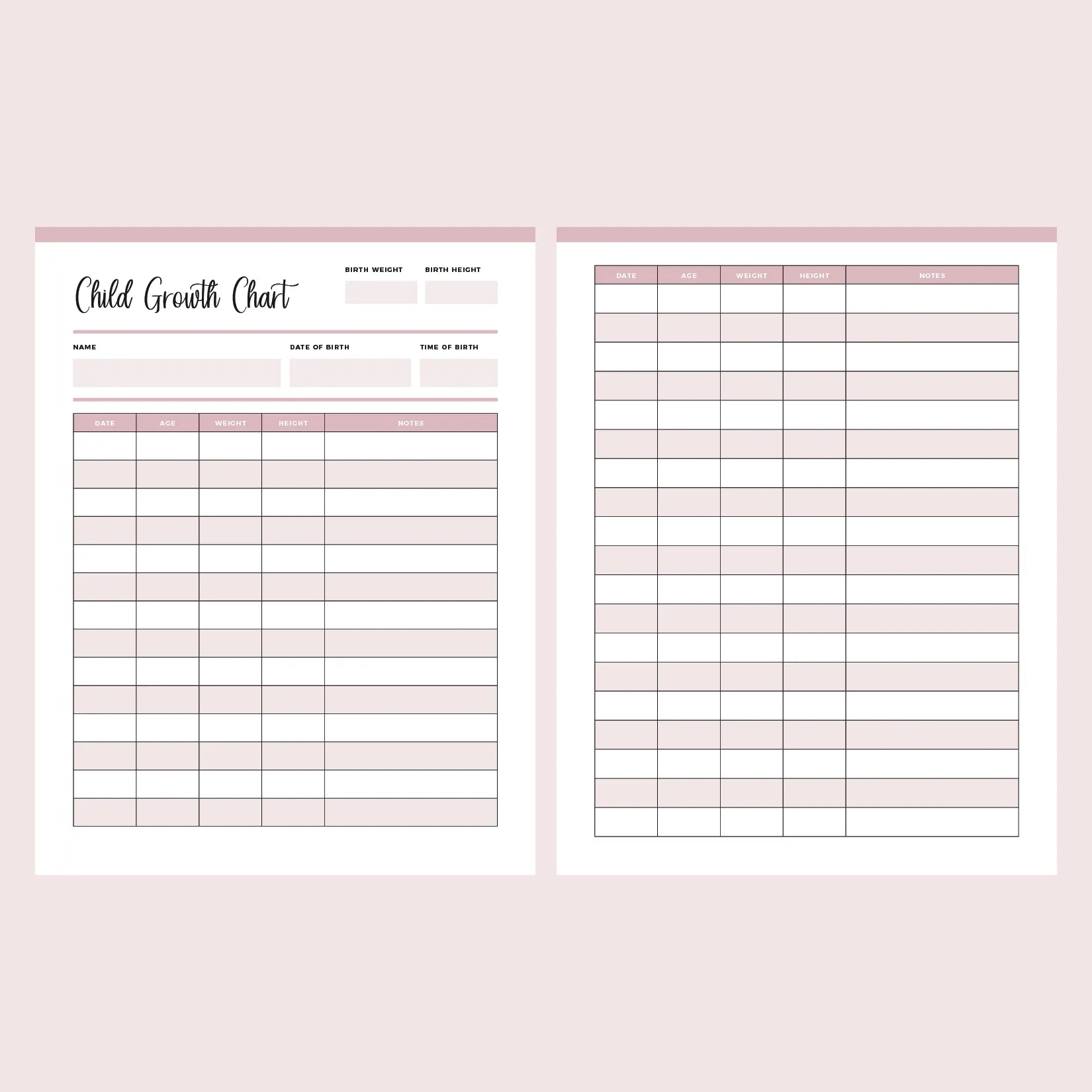 Printable Child Growth Tracking Chart | Instant Download PDF | A4 and US Letter – Plan Print Land for Free Printable Height Chart Pdf