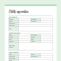 Printable Childs Information Documents – Plan Print Land