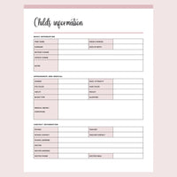Printable Childs Information Documents