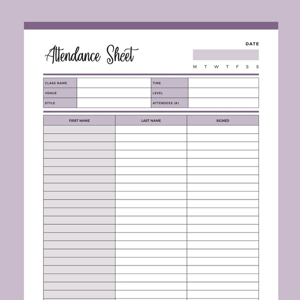 Printable Class Attendance Sheet | Instant Download PDF | A4 and US Letter – Plan Print Land printable-class-attendance-sheet-instant-download-pdf-a4-and-us-letter-plan-print-land