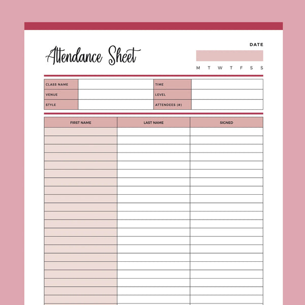 Printable Class Attendance Sheet | Instant Download PDF | A4 and US Letter – Plan Print Land printable-class-attendance-sheet-instant-download-pdf-a4-and-us-letter-plan-print-land