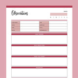 Printable Class Observations - Red