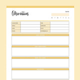 Printable Class Observations - Yellow