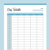 Printable Class Timetable -  Blue