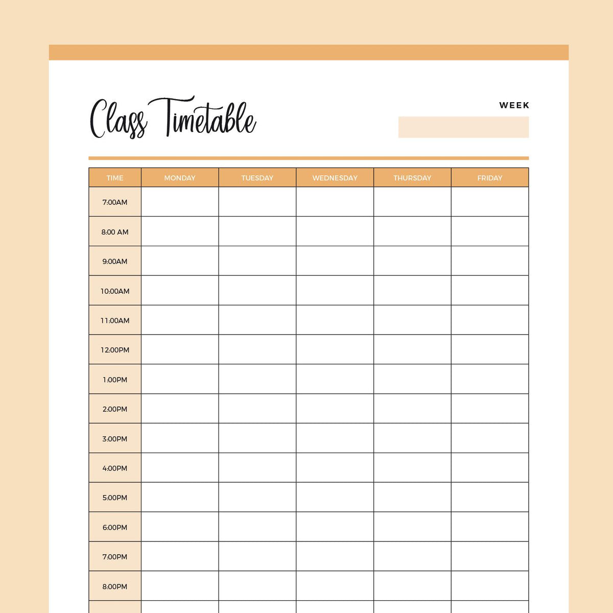 Timetable A4 Printable Class Timetable | Instant Download PDF | A4 & US Letter ...