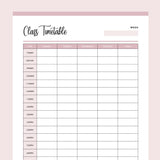 Printable Class Timetable -  Pink