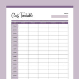 Printable Class Timetable -  Purple
