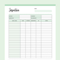 Printable Cleaner Inspection Template - Green