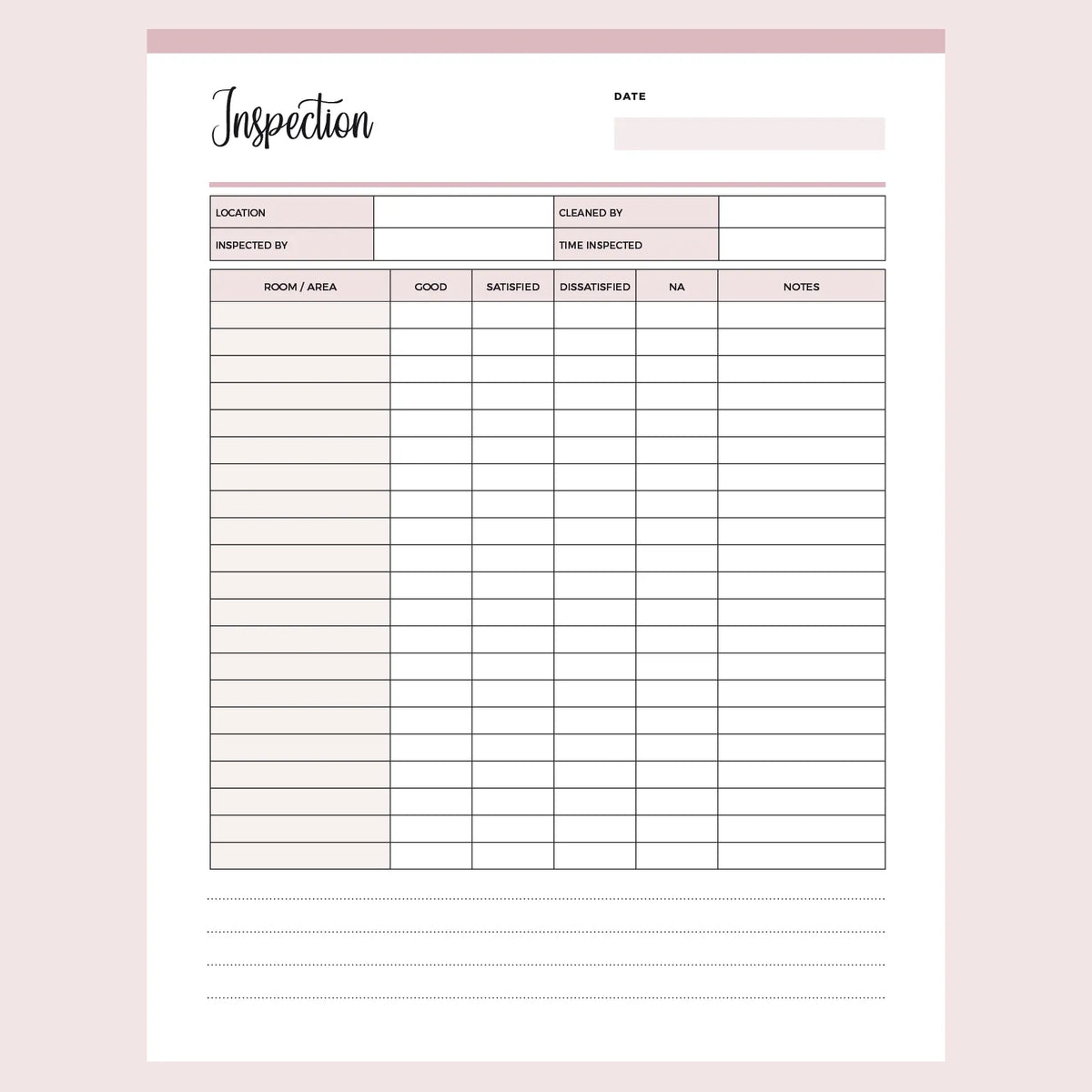 Printable Cleaner Inspection Template | Instant Download PDF | A4 and ...