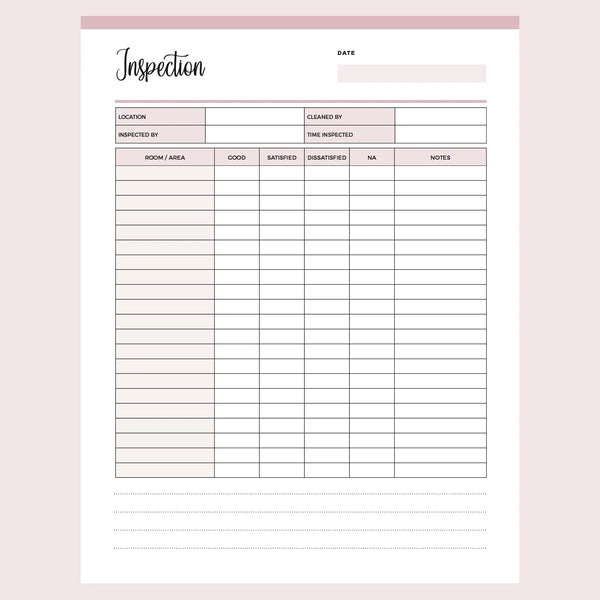 Printable Cleaner Inspection Template