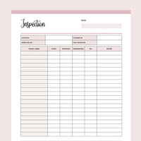 Printable Cleaner Inspection Template - Pink