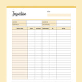 Printable Cleaner Inspection Template - Yellow