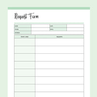 Printable Cleaning Customer Request Form - Green
