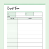Printable Cleaning Customer Request Form - Green
