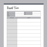 Printable Cleaning Customer Request Form - Grey