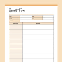 Printable Cleaning Customer Request Form - Orange