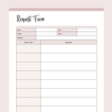 Printable Cleaning Customer Request Form - Pink