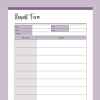 Printable Cleaning Customer Request Form - Purple