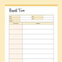 Printable Cleaning Customer Request Form - Yellow