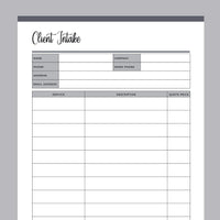 Printable Client Intake Form - Grey