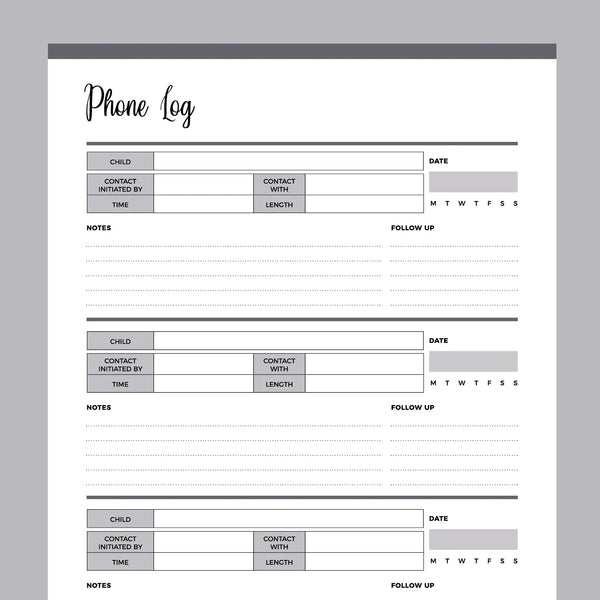 Printable Co-Parenting Phone Log | PDF Format | A4 & US Letter – Plan Print Land printable-co-parenting-phone-log-pdf-format-a4-us-letter-plan-print-land